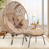 Oversized 2-Person Wicker Egg Chair with Ottoman – Indoor/Outdoor Lounge