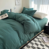 Solid Cotton Bedding Set with Duvet Cover, Pillowcases & Sheet, Multiple Sizes