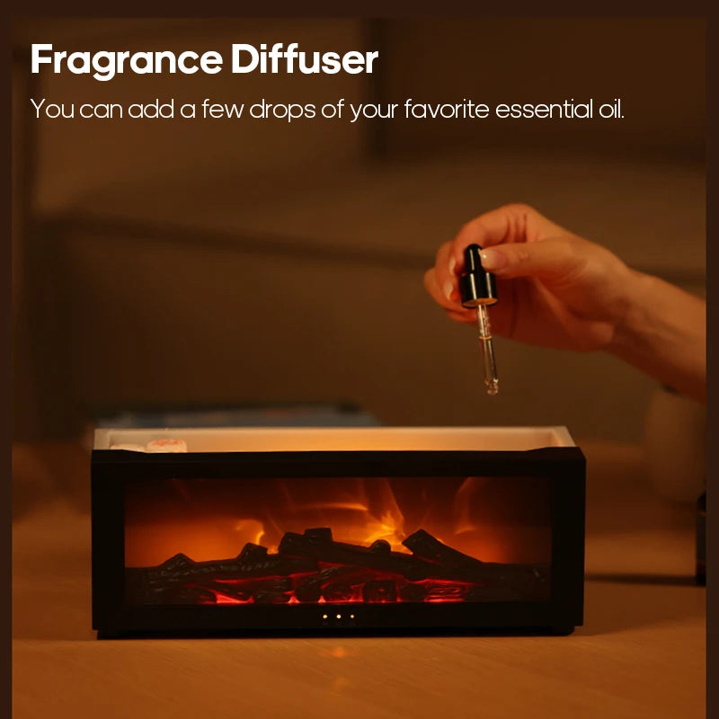 Fireplace Flame Aroma Diffuser with LED Light & Remote