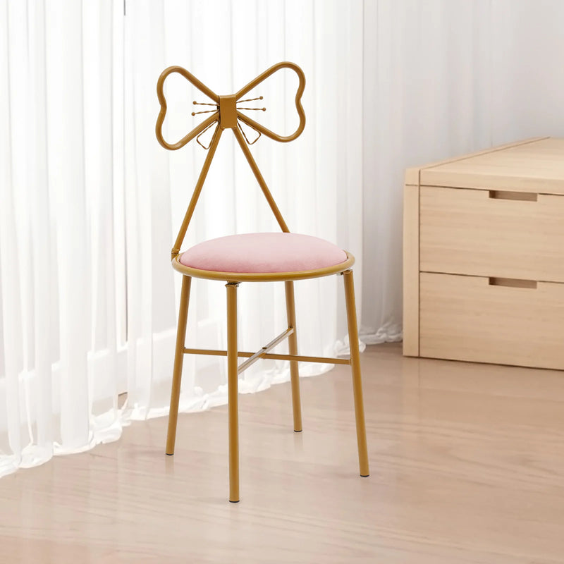 Butterfly Bow Tie Vanity Chair – Velvet Cushion, Gold Metal Frame