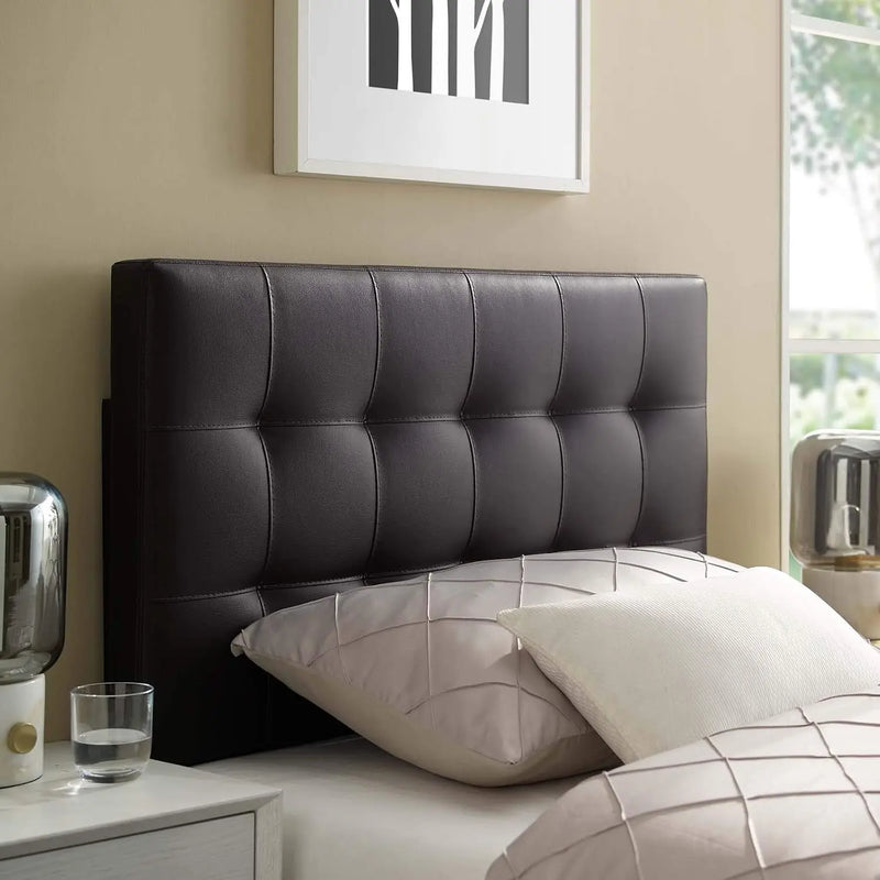 Lily Tufted Vegan Leather Queen Headboard – Adjustable Height