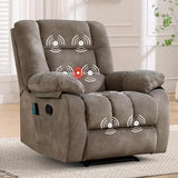 Overstuffed Massage Recliner with Heat & Vibration – Plush Fabric Reclining Chair