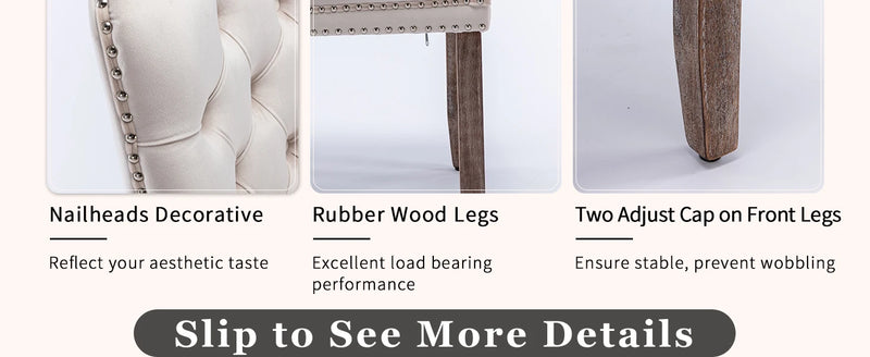 Beige Velvet Tufted Dining Chairs Set of 4 – Elegant & Modern