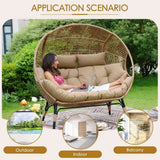 Oversized 2-Person Wicker Egg Chair with Ottoman – Indoor/Outdoor Lounge