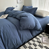 Solid Cotton Bedding Set with Duvet Cover, Pillowcases & Sheet, Multiple Sizes