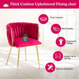 Velvet Dining Chairs Set of 2 – Tufted Accent Chairs with Gold Legs