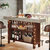 63-Inch 2-Tier Home Bar Cabinet with Footrest – Modern Pub Table
