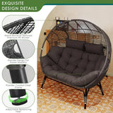 Oversized 2-Person Wicker Egg Chair with Ottoman – Indoor/Outdoor Lounge