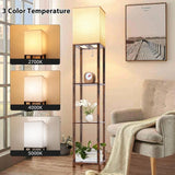 Floor Lamp with Shelf and 3-Color LED Bulb – 62" Modern Standing Light