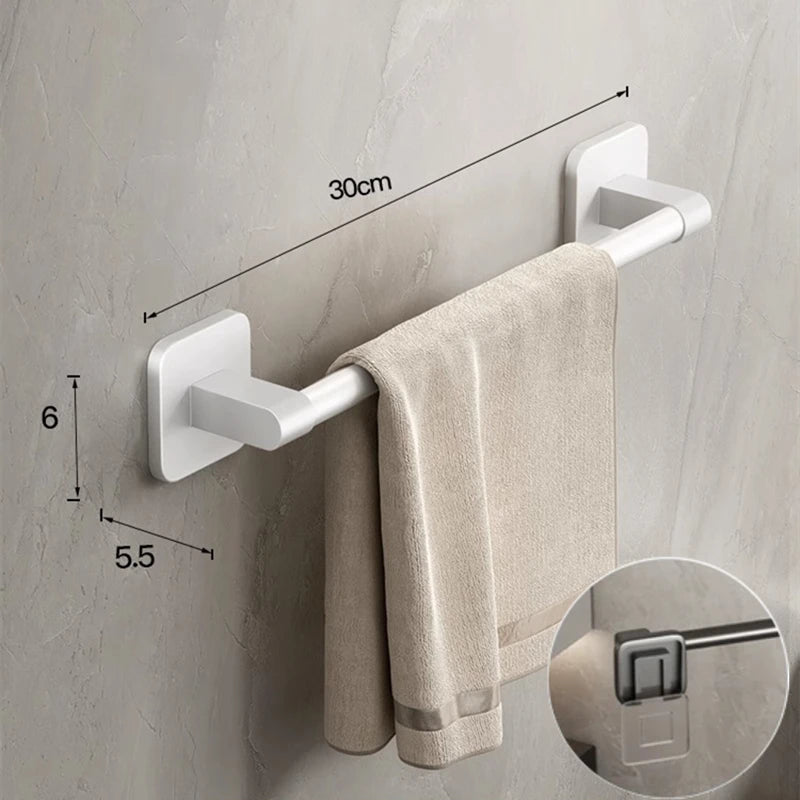 Wall-Mounted Towel Holder – Adhesive No Drill Towel Shelf for Bathroom
