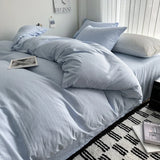 Solid Cotton Bedding Set with Duvet Cover, Pillowcases & Sheet, Multiple Sizes