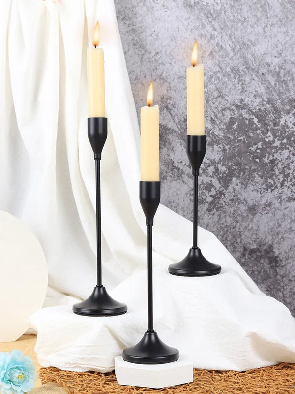 3Pcs European Style Metal Candle Holders – Wedding & Home Décor