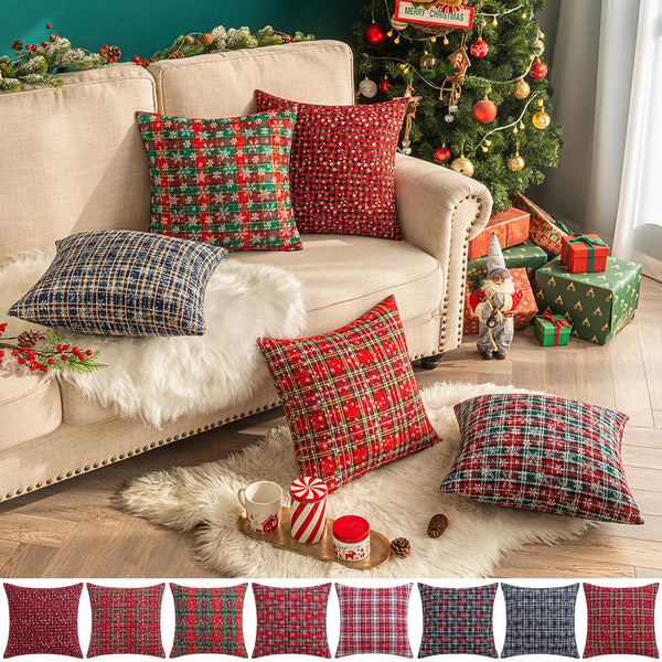 Christmas Tartan Plaid Throw Pillow Cover – 45x45CM