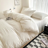 Solid Cotton Bedding Set with Duvet Cover, Pillowcases & Sheet, Multiple Sizes