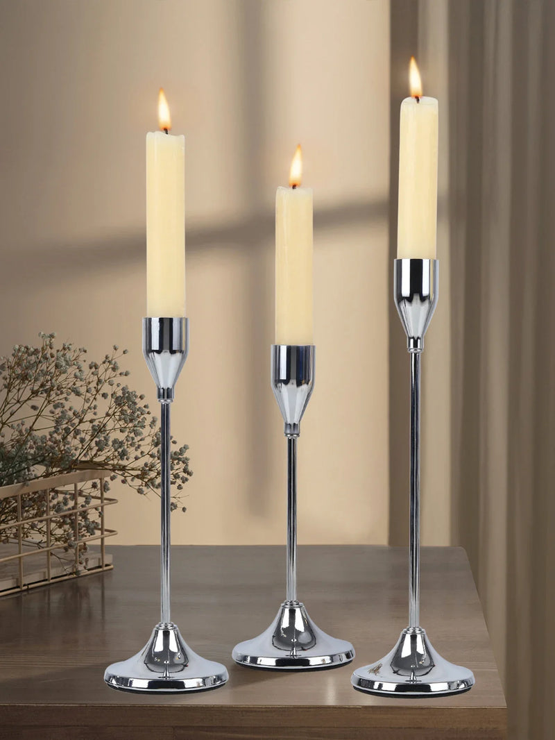 3Pcs European Style Metal Candle Holders – Wedding & Home Décor