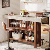 63-Inch 2-Tier Home Bar Cabinet with Footrest – Modern Pub Table