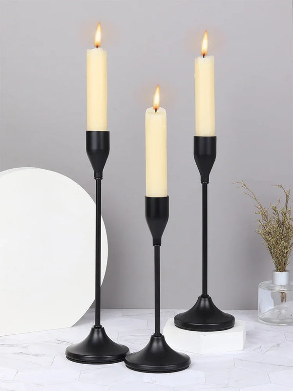 3Pcs European Style Metal Candle Holders – Wedding & Home Décor