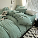 Solid Cotton Bedding Set with Duvet Cover, Pillowcases & Sheet, Multiple Sizes