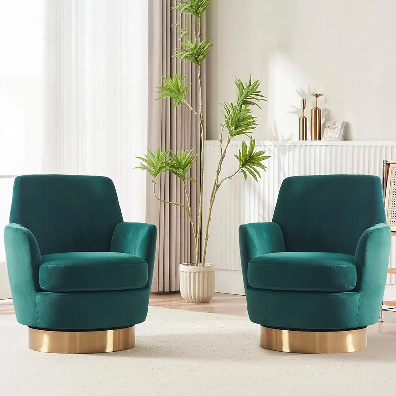 Swivel Bucket Chair Set of 2 – Velvet Upholstered, 360° Rotation, Modern Accent Armchair