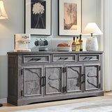 66" Large Buffet Sideboard Cabinet with 4 Doors and 3 Drawers, Buffet Table Coffee Bar Wine Bar Storage Cabinet