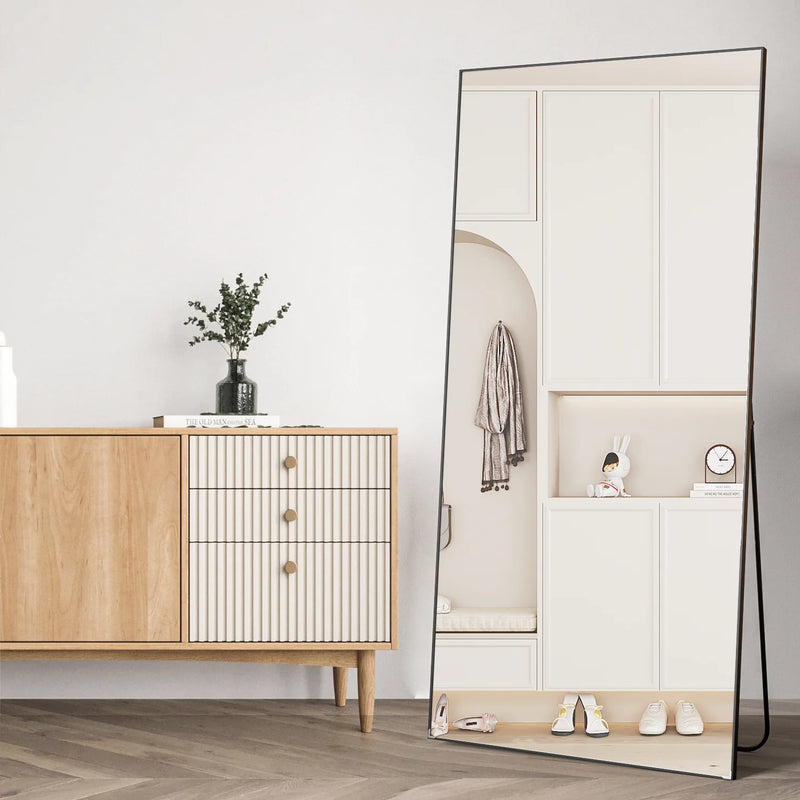 Krewe Home Interiors Full Length Mirror 65" x 24", Floor Standing Black Metal Frame