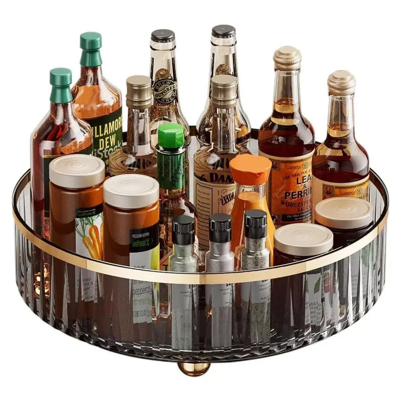 Round Rotating Plastic Bin for Kitchen & Pantry – Clear Storage Organizer