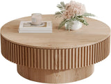 31.5" Natural Coffee Table – Modern Solid Wood Drum Tea Table for Living Room