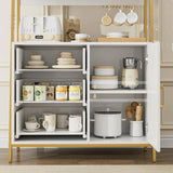 69" White & Gold Bookshelf with Drawers & Ladder Shelves
