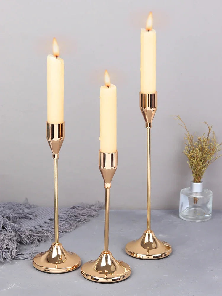 3Pcs European Style Metal Candle Holders – Wedding & Home Décor
