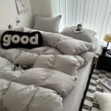 Solid Cotton Bedding Set with Duvet Cover, Pillowcases & Sheet, Multiple Sizes