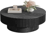 31.5" Natural Coffee Table – Modern Solid Wood Drum Tea Table for Living Room