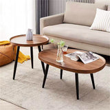 Modern 2-Piece Wooden Nesting Coffee Table Set for Living Room
