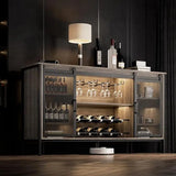 Farmhouse Coffee & Wine Bar Cabinet with LED & Wine Rack