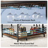 L-Shaped Home Bar Unit – 3 Tier Liquor Table with Storage & Wine Glass Holder