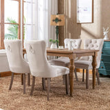 Beige Velvet Tufted Dining Chairs Set of 4 – Elegant & Modern