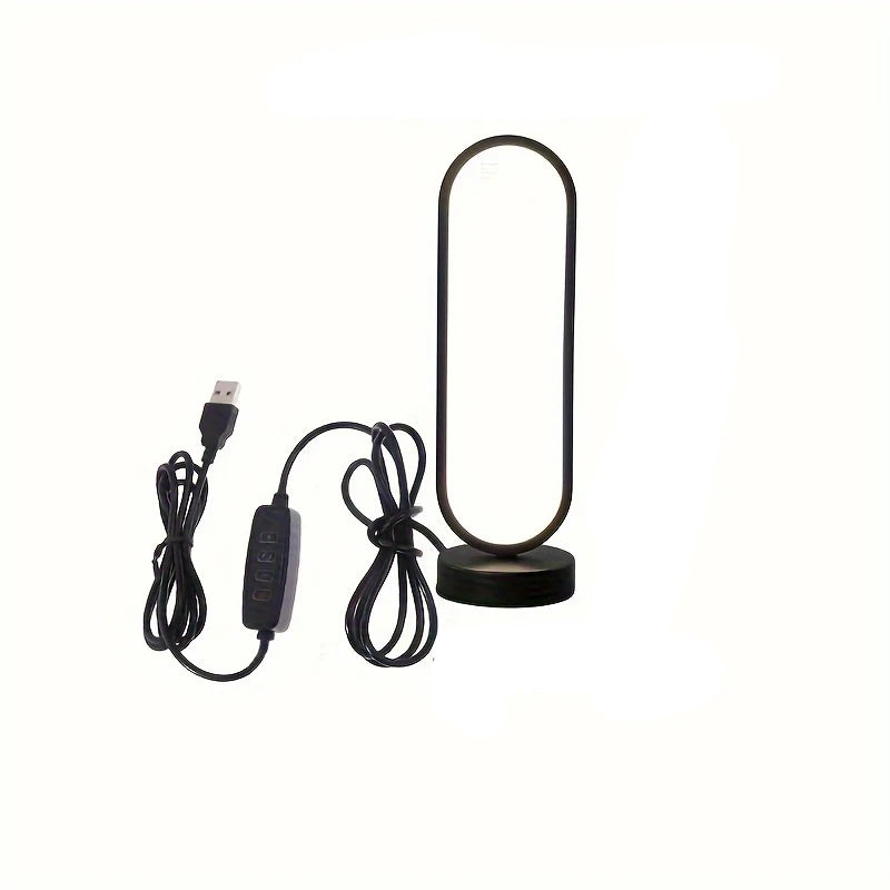 LED Ring Bedside Lamp with 3-Color Dimming – USB Powered