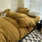 Solid Cotton Bedding Set with Duvet Cover, Pillowcases & Sheet, Multiple Sizes