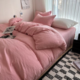 Solid Cotton Bedding Set with Duvet Cover, Pillowcases & Sheet, Multiple Sizes