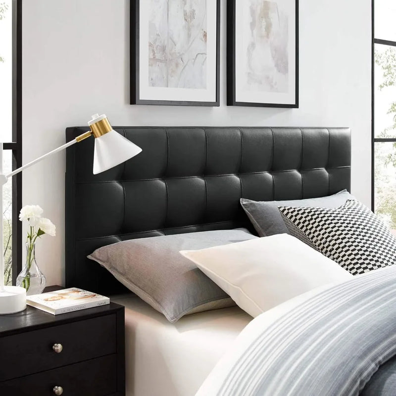 Lily Tufted Vegan Leather Queen Headboard – Adjustable Height