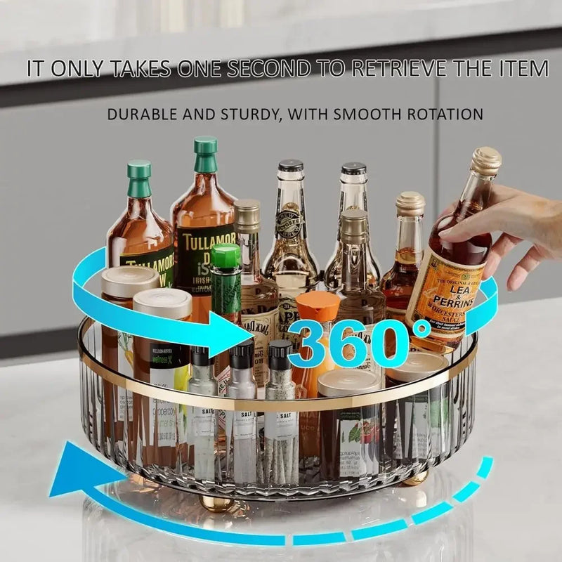 Round Rotating Plastic Bin for Kitchen & Pantry – Clear Storage Organizer