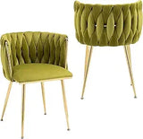 Velvet Dining Chairs Set of 2 – Tufted Accent Chairs with Gold Legs