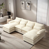 U-Shaped Chenille Sectional Sofa w/ Double Chaise – 110"