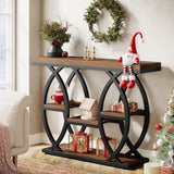 39.4" Industrial Console Table with 4-Tier Storage Shelves