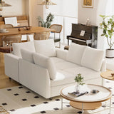 Cream White Modular Sectional Sofa with Storage & USB Chargers – 6 Seats