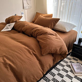 Solid Cotton Bedding Set with Duvet Cover, Pillowcases & Sheet, Multiple Sizes