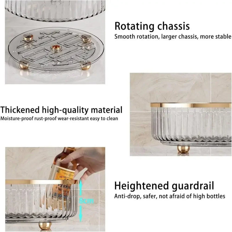 Round Rotating Plastic Bin for Kitchen & Pantry – Clear Storage Organizer