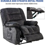 Overstuffed Massage Recliner with Heat & Vibration – Plush Fabric Reclining Chair