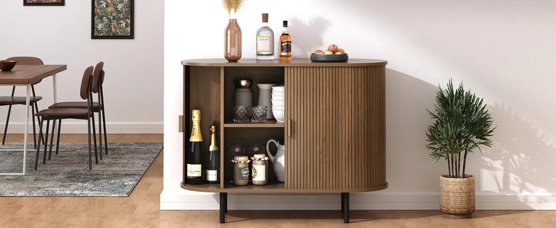 40" Modern Sideboard Buffet Cabinet with Sliding Door & Adjustable Shelf