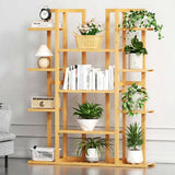 9-Tier Bamboo Plant Stand - Natural Wood Flower Shelf for Balcony & Living Room