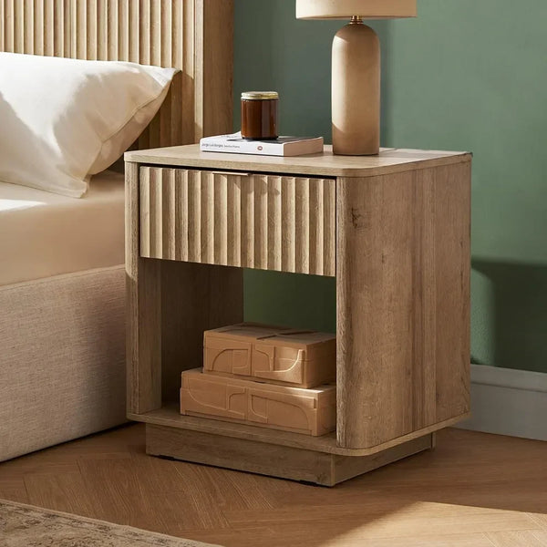 Brooklyn Modern Farmhouse Nightstand with Fluted Drawer-Furniture-Krewe Home Interiors